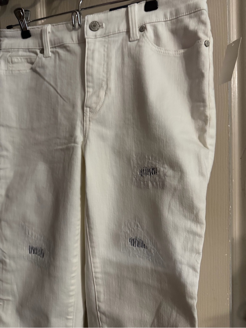 Talbots White Patched Straight Crop Jeans